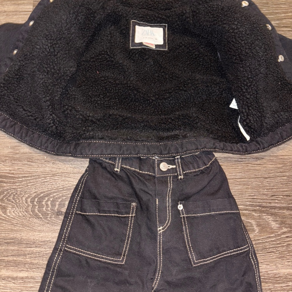 Zara Black Sherpa-Lined Jacket